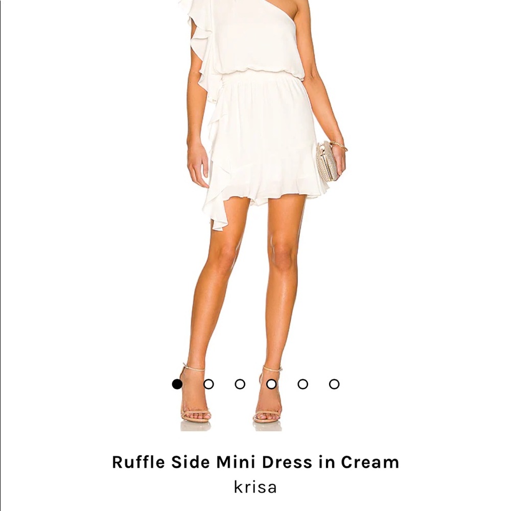 Krisa (from revolve) ruffle side mini dress in Cream